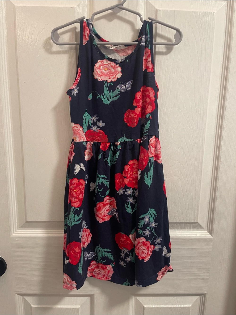 H&M Navy Floral Sundress with Red & Pink Blooms